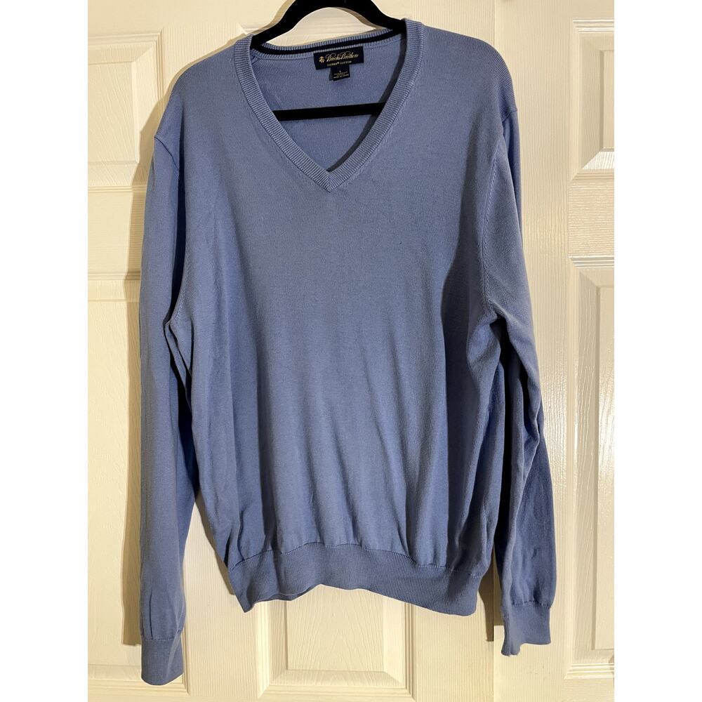Brooks Brothers blue v neck supima cotton pullover sweater large